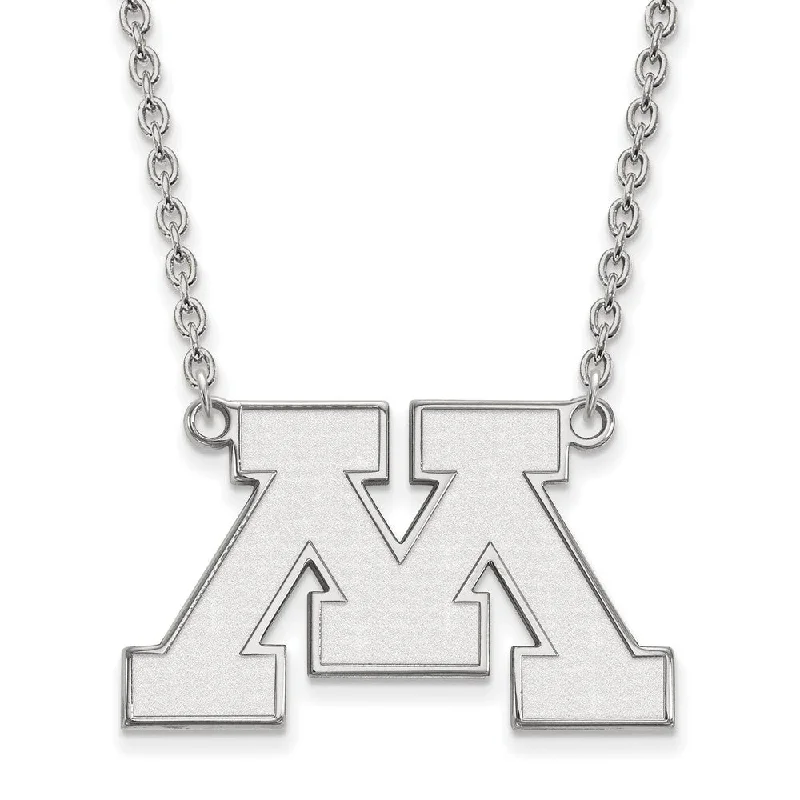 ladies-minimalist-torque-necklaces-14k White Gold U of Minnesota Large Initial M Pendant Necklace