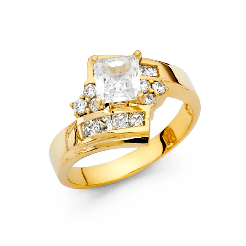 Ladies engagement rings with twist brilliance -14K CZ ENGAGEMENT RING