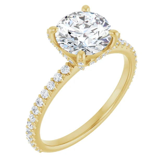 Ladies engagement rings for wild love -DIOR 14K Yellow Gold Hidden Halo Round Lab Grown Diamond Engagement Ring