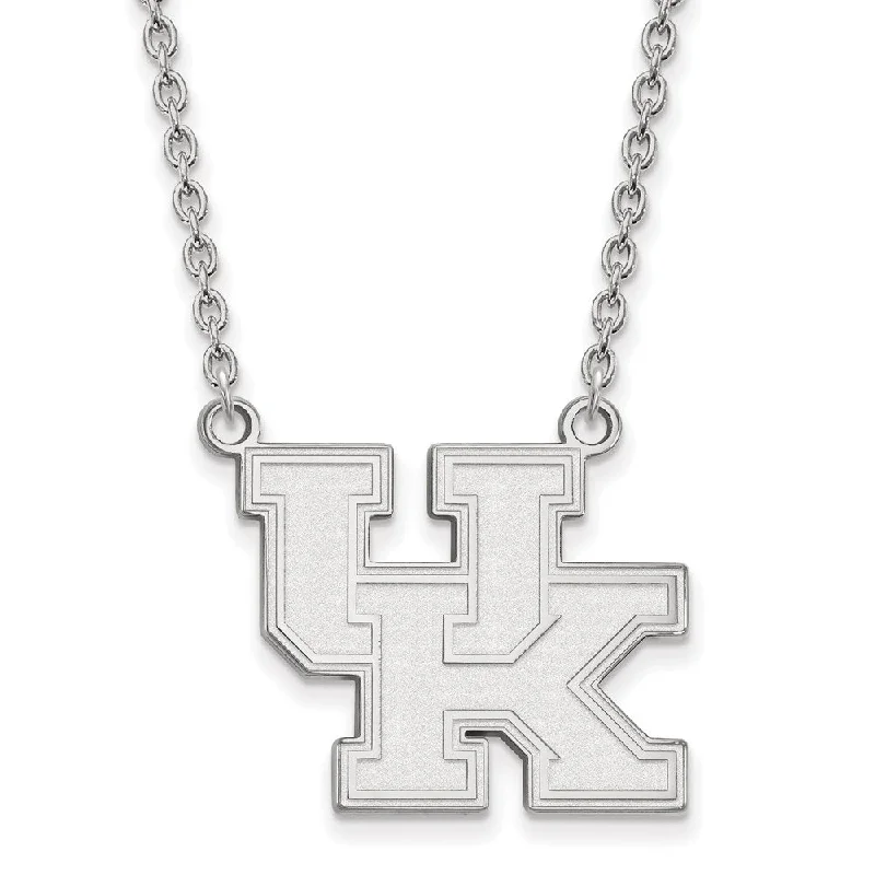 ladies-statement-lariat-necklaces-Sterling Silver U of Kentucky Large 'UK' Pendant Necklace