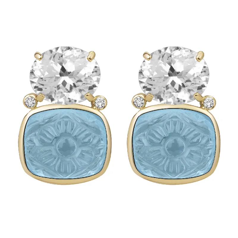 Ladies earrings for memorable moments -Earrings - Crystal, Blue Topaz And Diamond