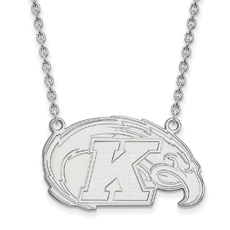 ladies-sterling-silver-bib-necklaces-10k White Gold Kent State Large Pendant Necklace