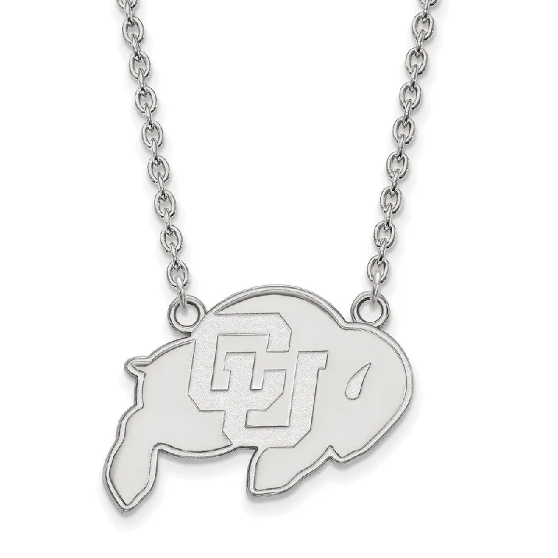 ladies-wedding-cable-chain-necklaces-10k White Gold U of Colorado Large Buffalo Pendant Necklace