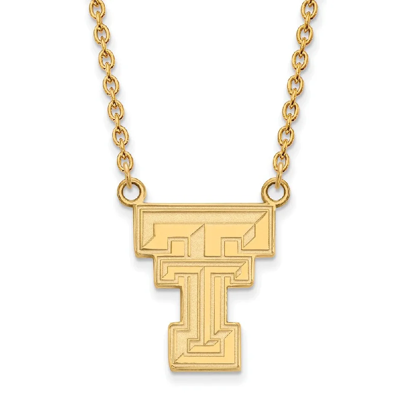 ladies-silver-pearl-necklaces-10k Yellow Gold Texas Tech U Large 'TT' Pendant Necklace