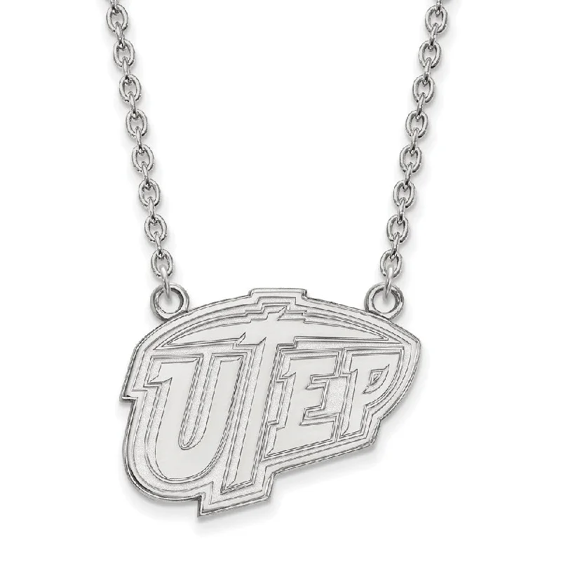 ladies-statement-torque-necklaces-Sterling Silver U of Texas at El Paso Large Pendant Necklace