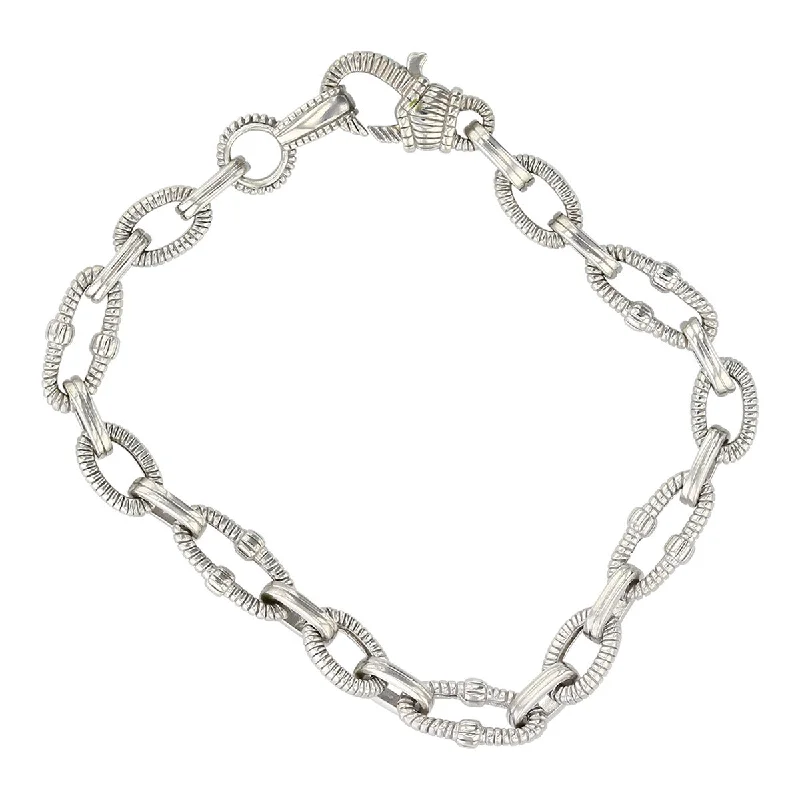 ladies-moon-woven-cord-bracelets-Judith Ripka Sterling Silver Link Bracelet