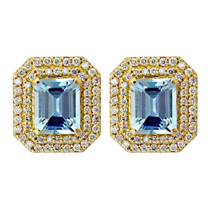 Ladies earrings with aquamarine shine -Earrings - Aquamarine and Diamond