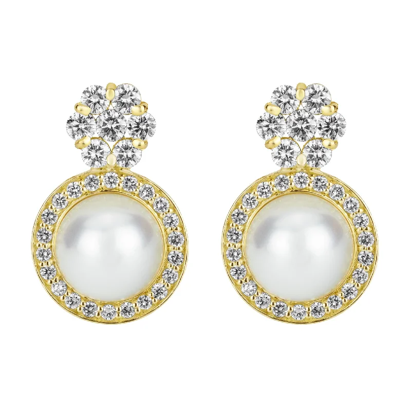 Ladies earrings satin shine -Earrings - South Sea Pearl And Diamond