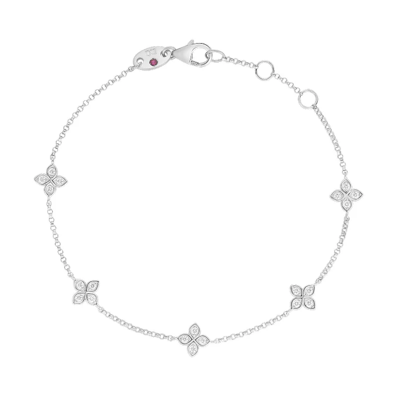 ladies-gift-cable-bracelets-Love by the Inch 5-Station Diamond Flower Bracelet