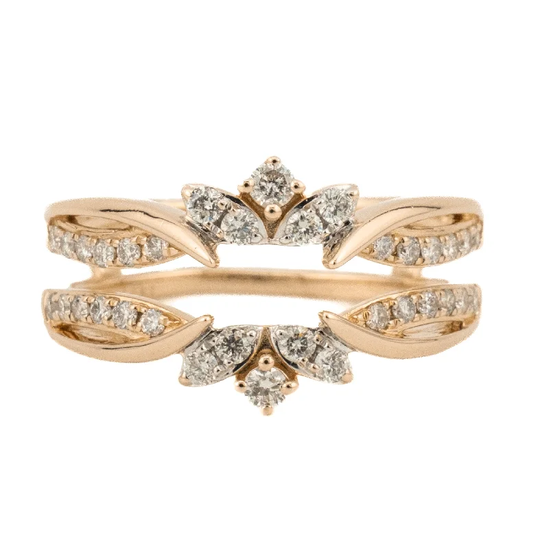 Ladies rings twisted charm -0.50ctw Diamond Accented Ring Guard Enhancer in 14K Rose Gold - Size 6.75