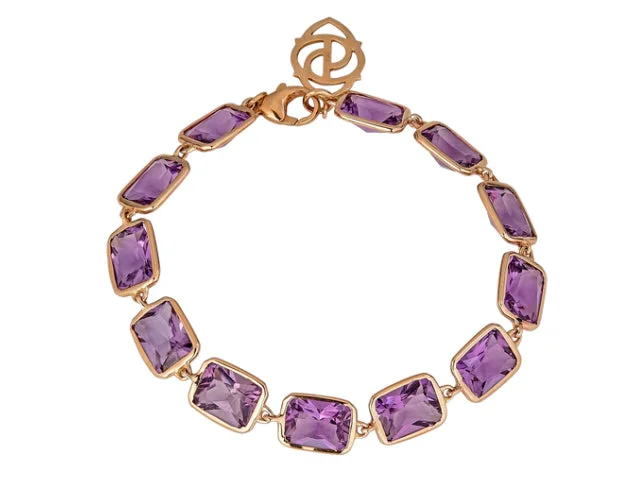 ladies-heart-beaded-wrap-bracelets-18k Rose Gold Amethyst Bracelet