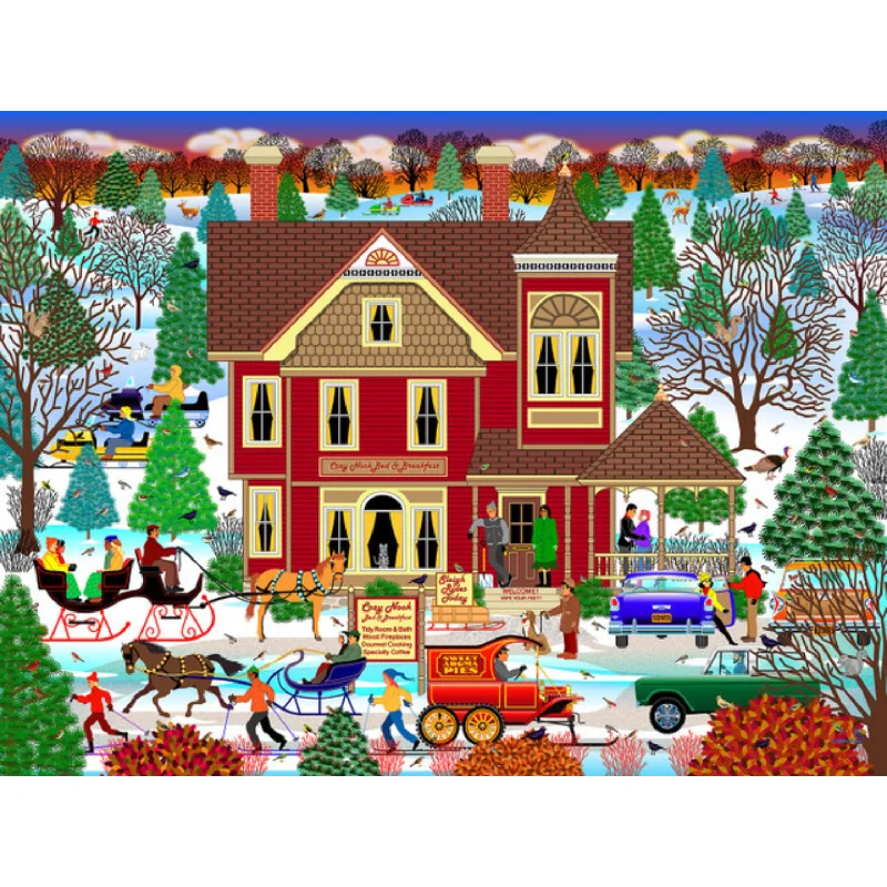 Ladies rings modern shine -Springbok Winter Bed and Breakfast 500-Piece Christmas Puzzle