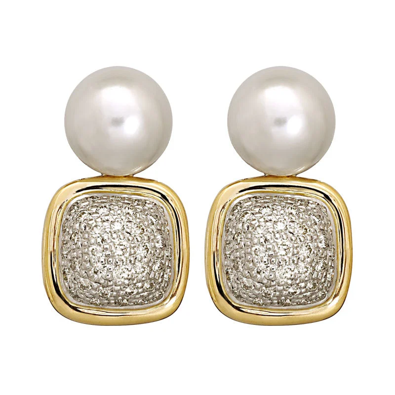 Ladies earrings for family charm -Earrings-South Sea Pearl and Diamond