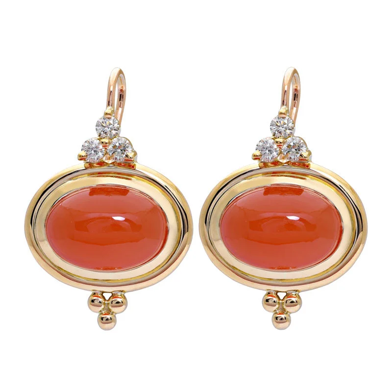 Ladies earrings cool shine -Earrings- Cornelian and Diamond