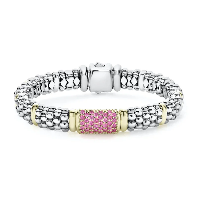 ladies-trendy-bangle-stack-bracelets-Pink Sapphire Caviar Bracelet