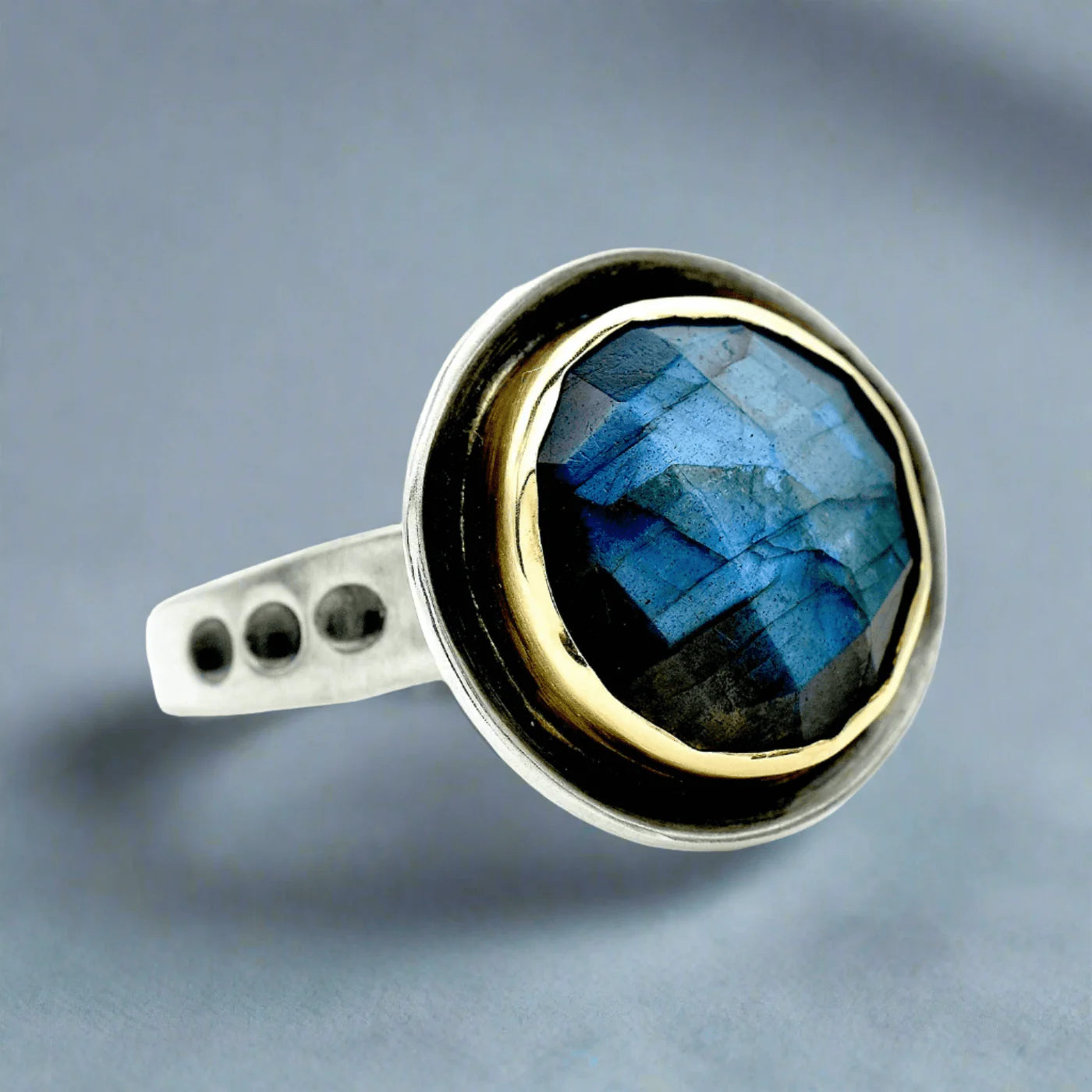 Ladies rings for cozy elegance -Faceted Labradorite Ring