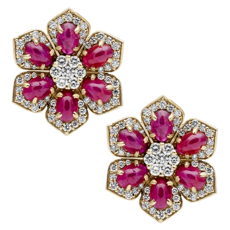 Ladies earrings timeless elegance -Earrings - Ruby And Diamond (2399B)