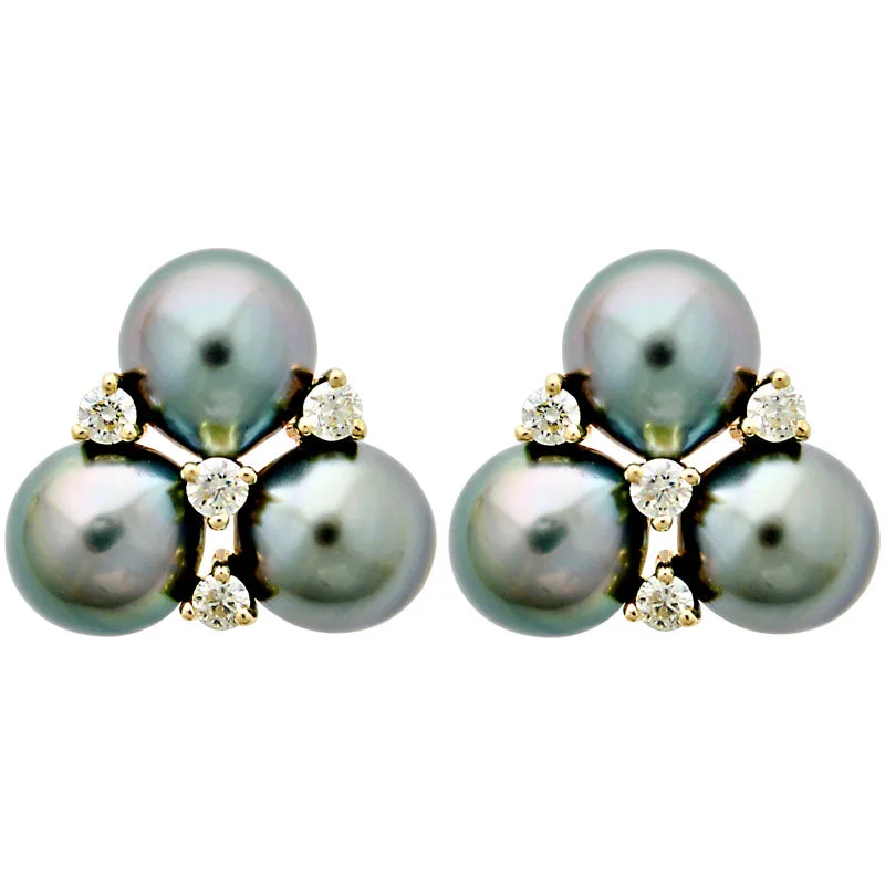 Ladies earrings with regal drops -Earrings-South Sea Pearl and Diamond