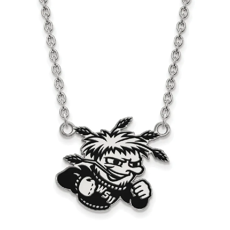 ladies-pearl-diamond-necklaces-Sterling Silver Wichita State Enamel Large Pendant Necklace