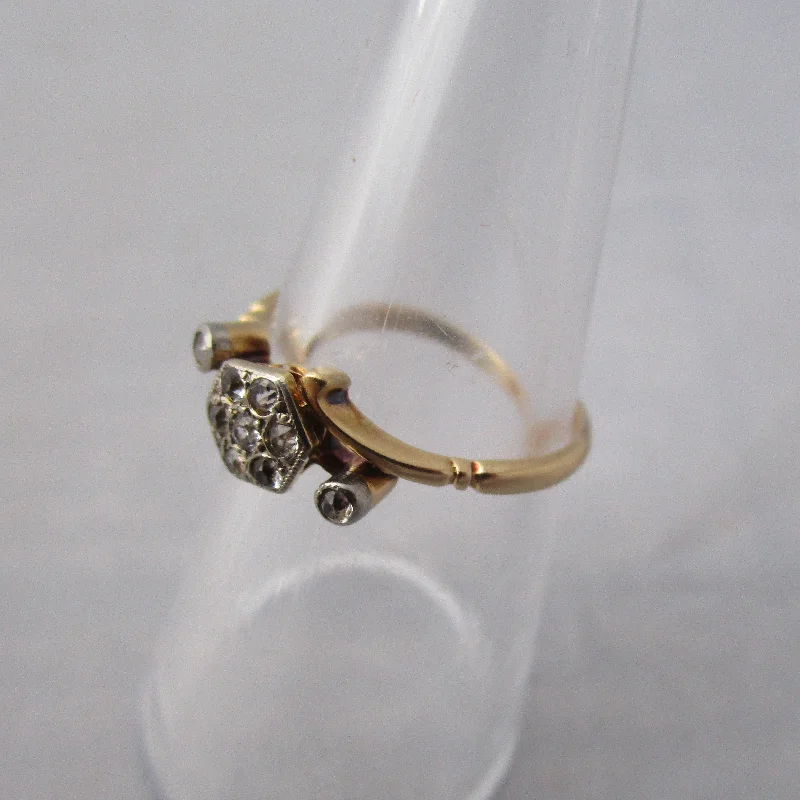 Ladies rings for ocean vibes -18k Yellow Gold Diamond Daisy Setting Ring Antique c1920