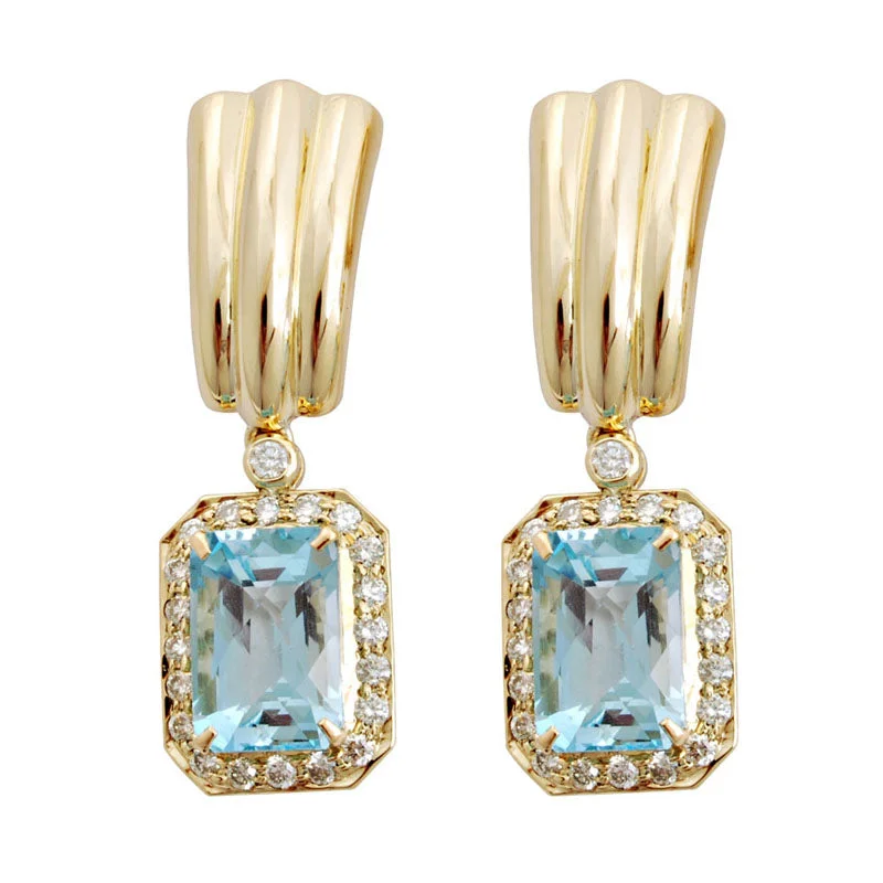 Ladies earrings for guide charm -Earrings- Blue Topaz And Diamond