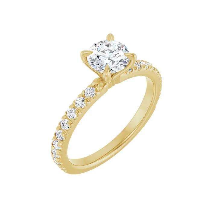 Ladies engagement rings funky romance -AMELIA 14K Yellow Gold Round Lab Grown Diamond French-Set Engagement Ring