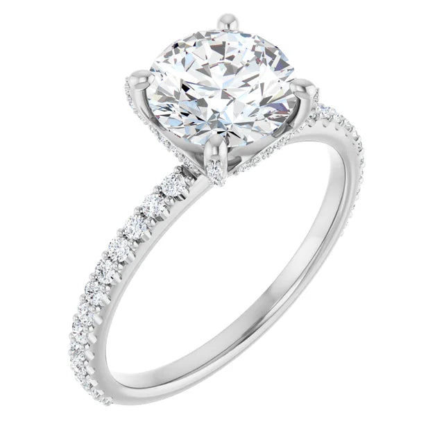 Ladies engagement rings chic romance -DIOR Platinum Hidden Halo Round Lab Grown Diamond Engagement Ring