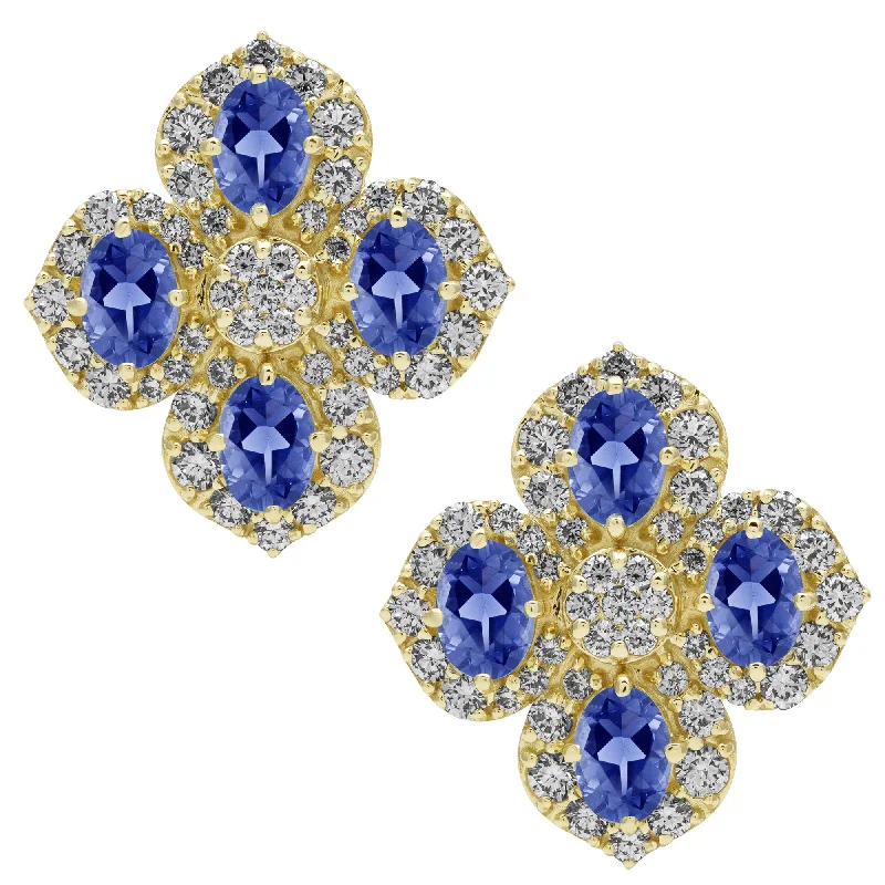 Ladies earrings for educator vibes -Earrings - Tanzanite And Diamond (2403C)