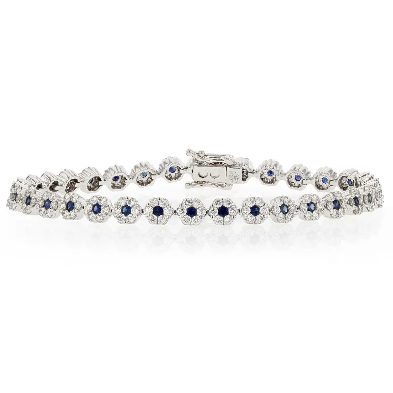 ladies-flower-rope-twist-bracelets-Sapphire Diamond Halo Bracelet