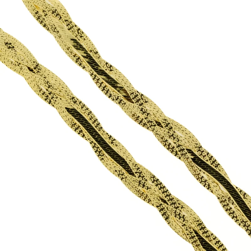 Ladies rings for film charm -7mm Wide Braided Herringbone 20" Chain in 14K Yellow Gold