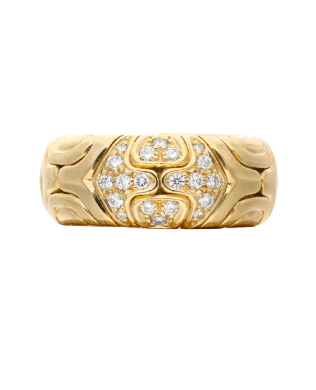 Ladies rings for roam vibes -Bulgari Alveare Diamond Gold Band Ring