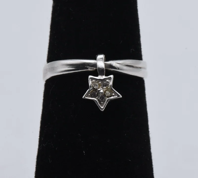 Ladies rings spiral brilliance -Sterling Silver Adjustable Star Charm Toe Ring