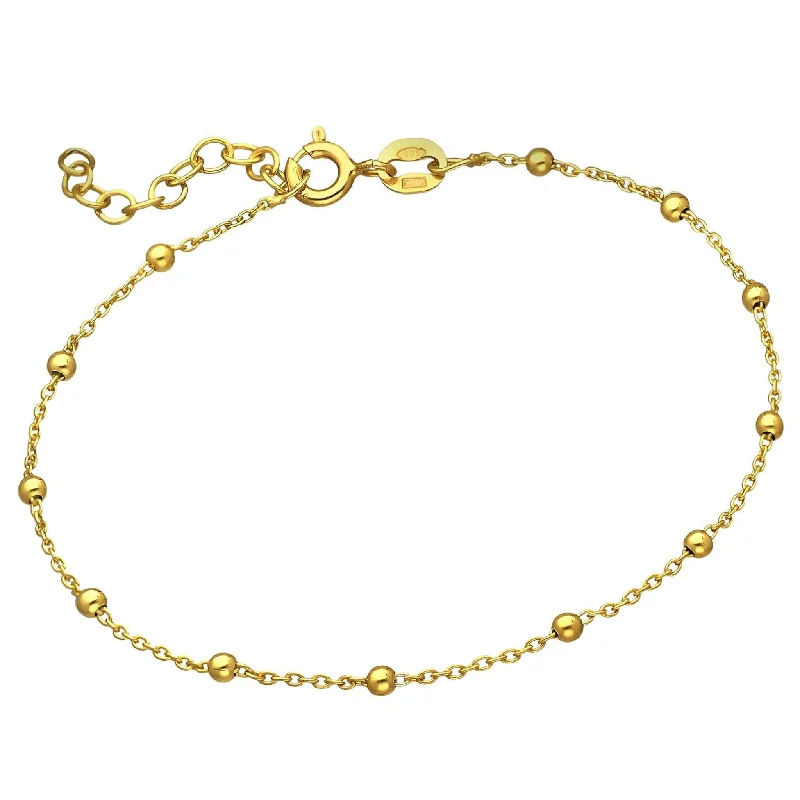 ladies-pearl-silver-bracelets-18k Plated Gold Ball Beaded Bracelet