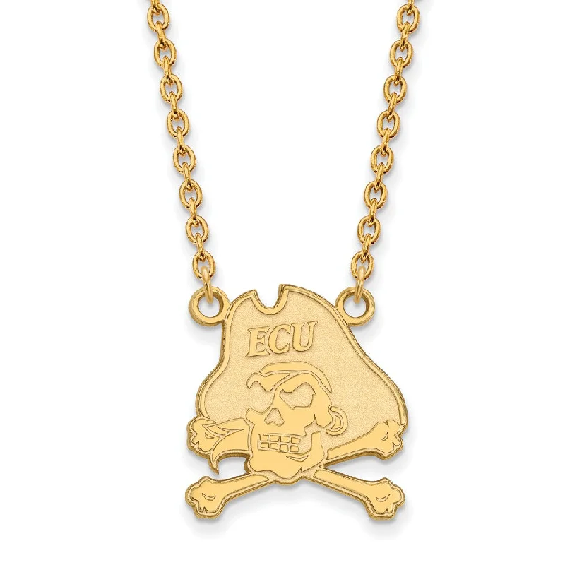 ladies-gemstone-rolo-chain-necklaces-10k Yellow Gold East Carolina U Large Pirate Pendant Necklace