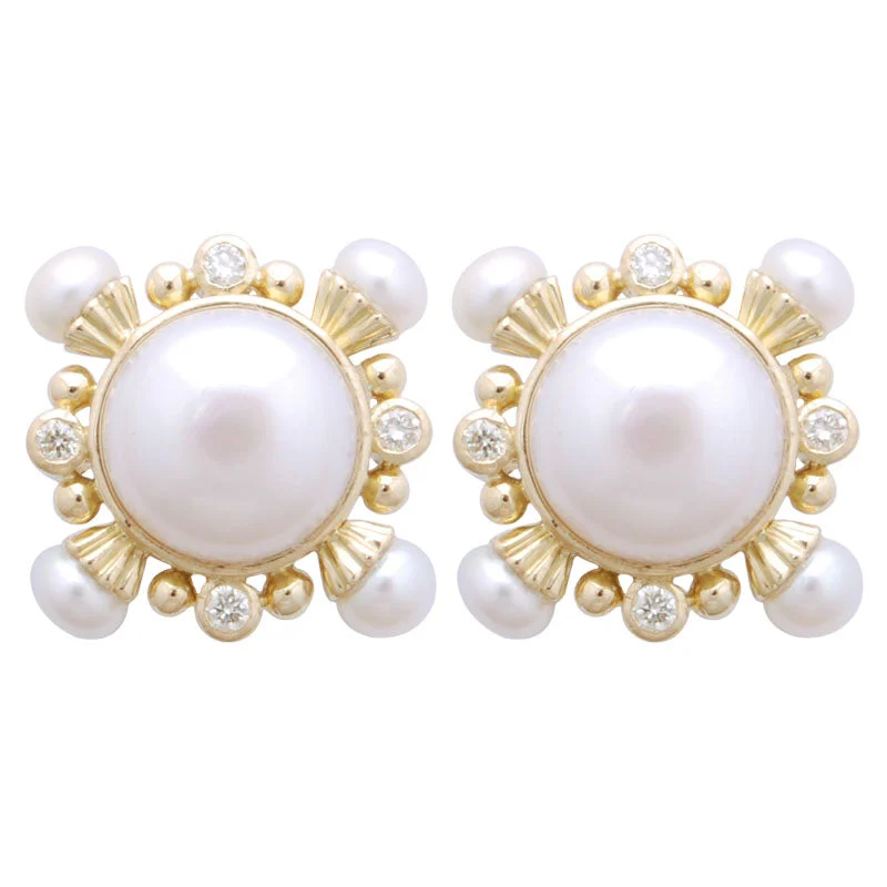 Ladies earrings eco-friendly charm -Earrings-Pearl and Diamond