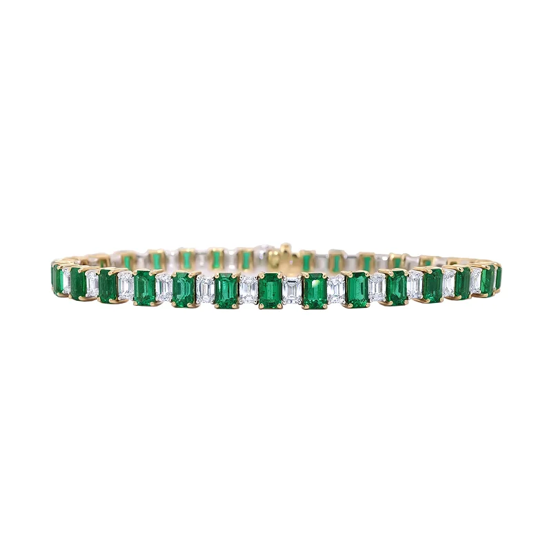 ladies-affordable-woven-cord-bracelets-Emerald and Diamond Bracelet