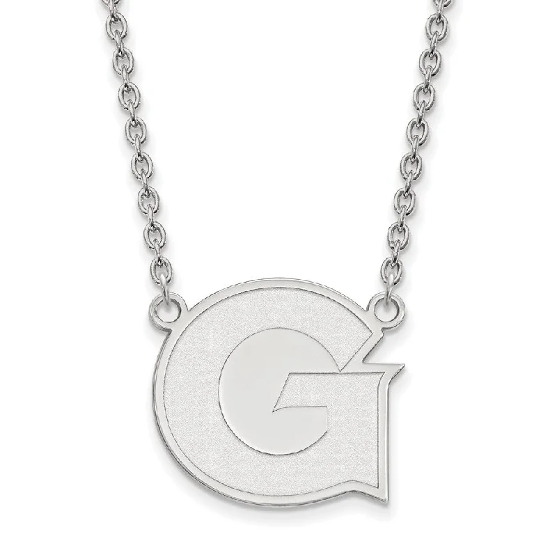 ladies-elegant-pearl-necklaces-Sterling Silver Georgetown U Large Initial G Pendant Necklace