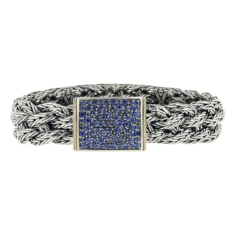 ladies-ethnic-rope-twist-bracelets-Effy Sterling Silver 18K Sapphire Rope Bracelet