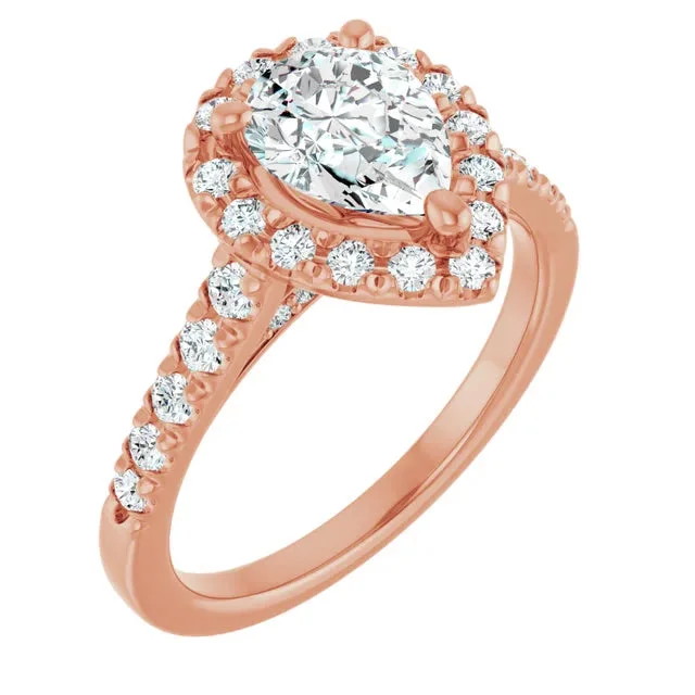 Ladies engagement rings artsy romance -ANGEL 14K Rose Gold Accented Pear Engagement Ring