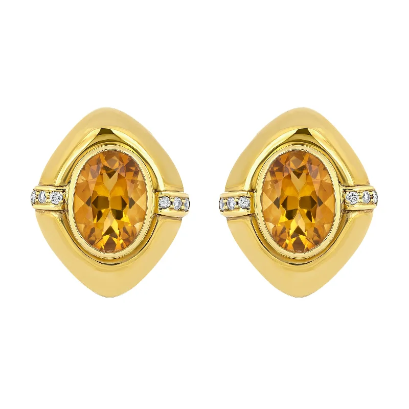 Ladies earrings dainty shine -Earrings- Citrine And Diamond