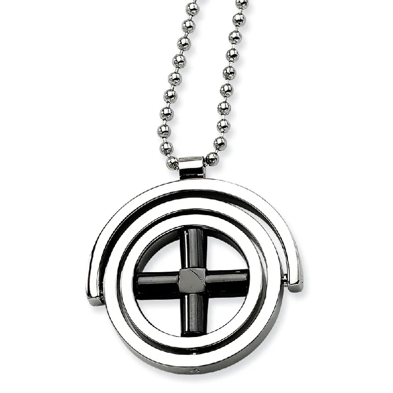 ladies-party-torque-necklaces-Two-Tone Stainless Steel Circle Necklace - 22 Inch