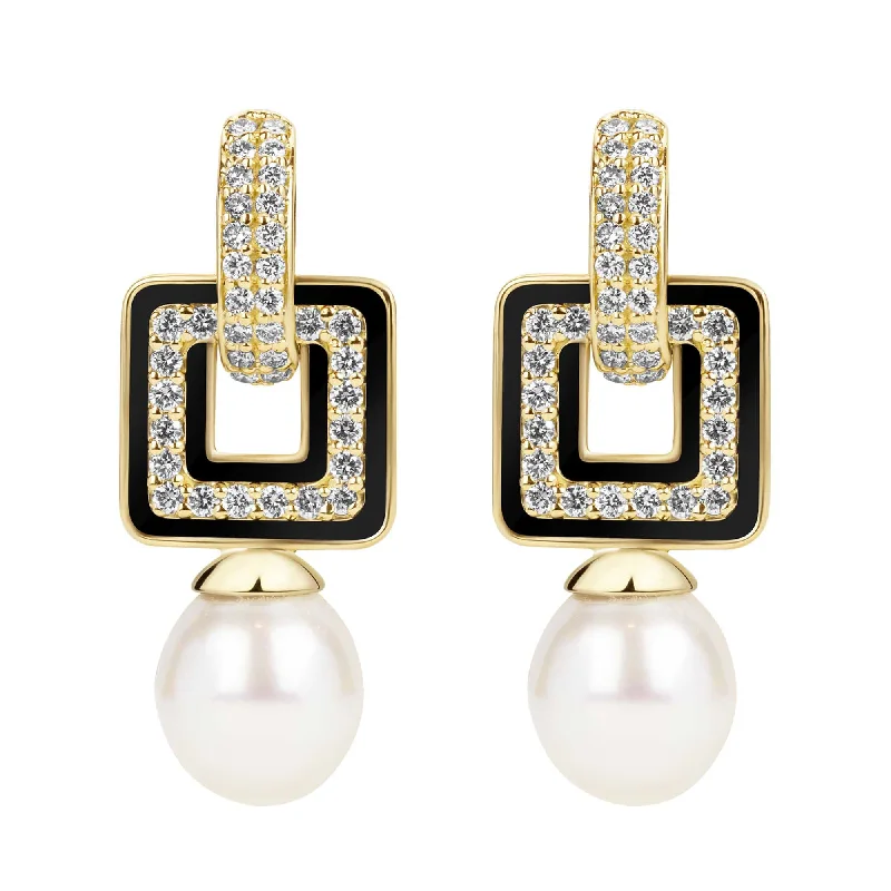 Ladies earrings radiant charm -Earrings - South Sea Pearl And Diamond (enamel)