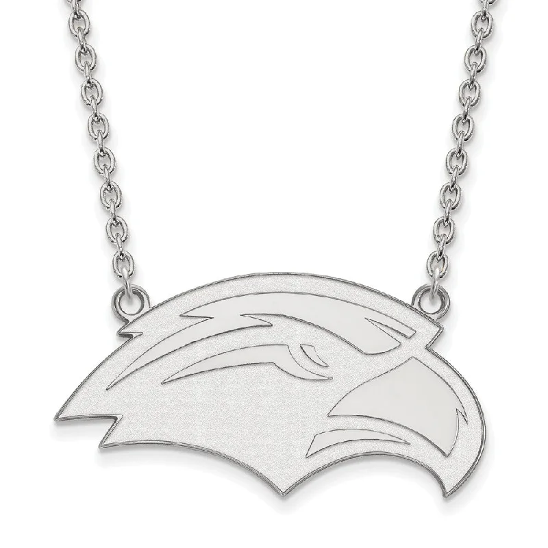 ladies-rustic-pendant-necklaces-Sterling Silver Southern Miss Large Mascot Pendant Necklace