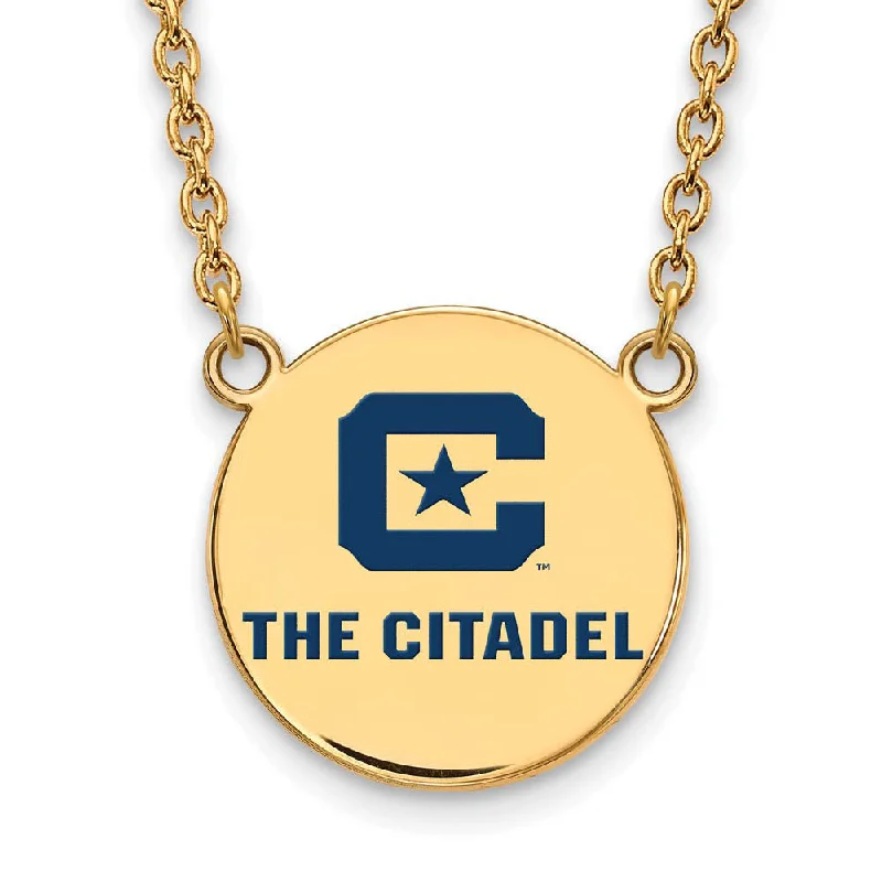 ladies-gold-crystal-necklaces-14K Gold Plated Sterling Silver The Citadel LG Enamel Necklace, 18 In