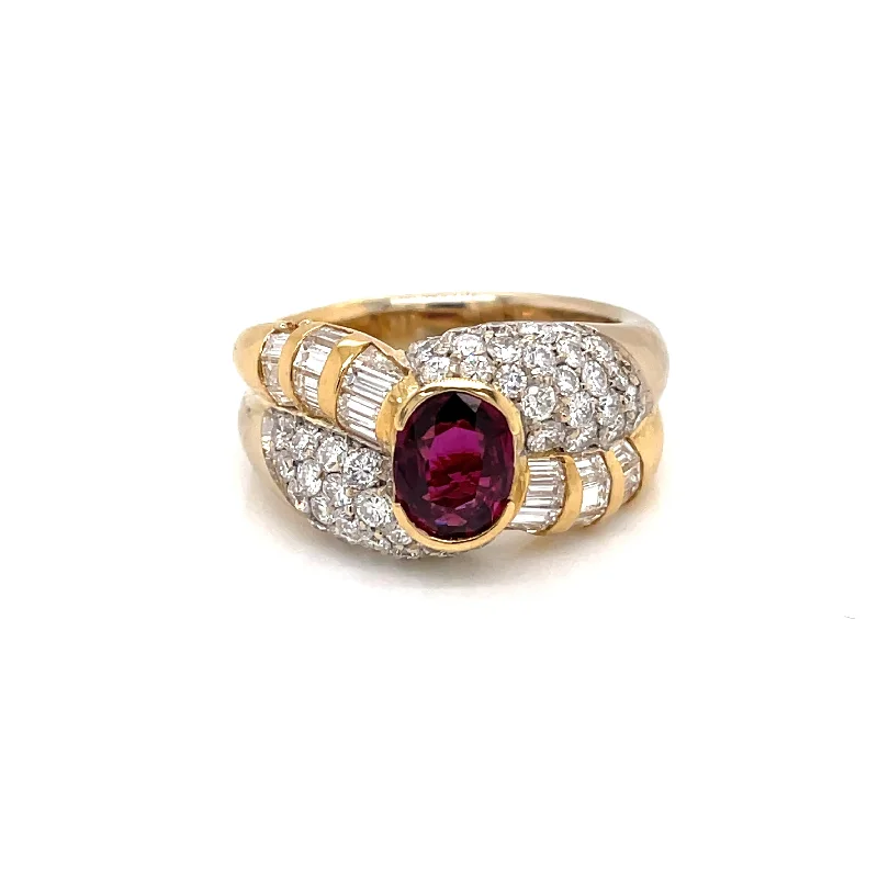 Ladies rings enchanted charm -Estate 2 Carat Ruby Diamond Cocktail Ring