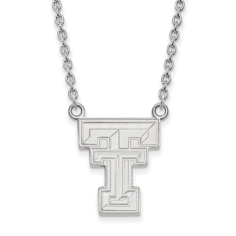 ladies-star-bib-necklaces-10k White Gold Texas Tech U Large 'TT' Pendant Necklace