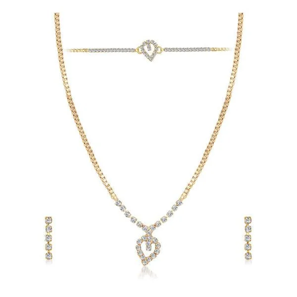 ladies-crystal-diamond-bracelets-Eugenia Austrian Stone Gold Plated Necklace Set With Bracelet