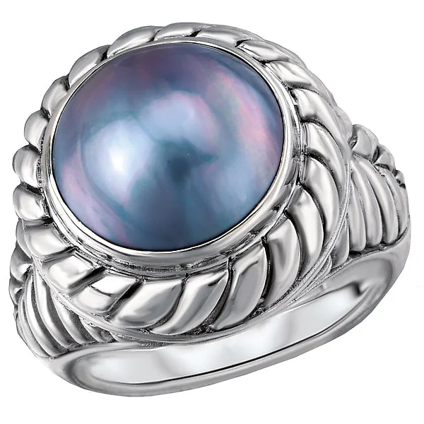 Ladies rings skin-friendly alloys -Ladies Mabe Pearl Ring