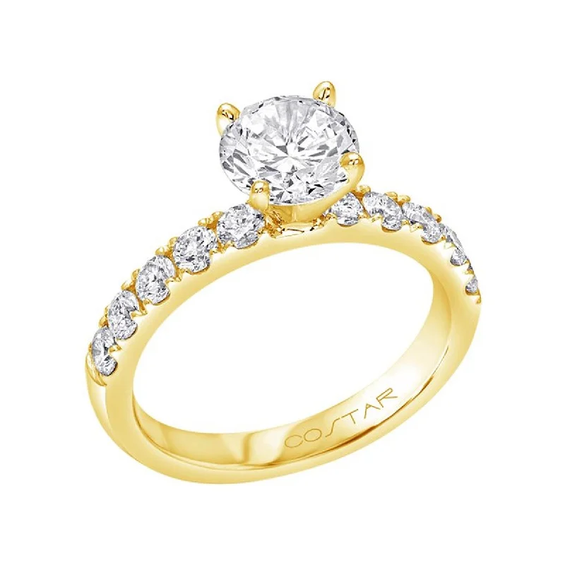 Ladies engagement rings for dancer unions -CLASSIC YELLOW GOLD ENGAGEMENT RING SETTING WITH 10 DIAMONDS, .68 CT TW