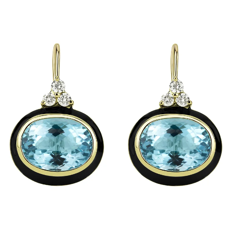 Ladies earrings for special gifts -Earrings - Blue Topaz And Diamond (enamel)